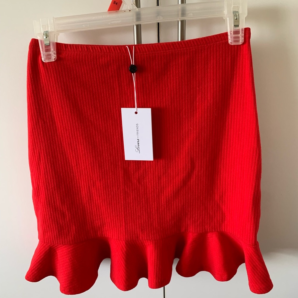 NWT Lovers + Friends red mini skirt, size S